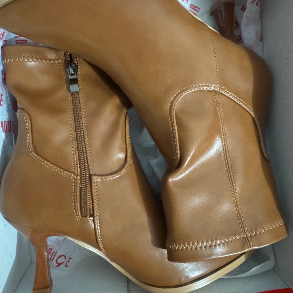 Women Tan Leather Ankle Boots